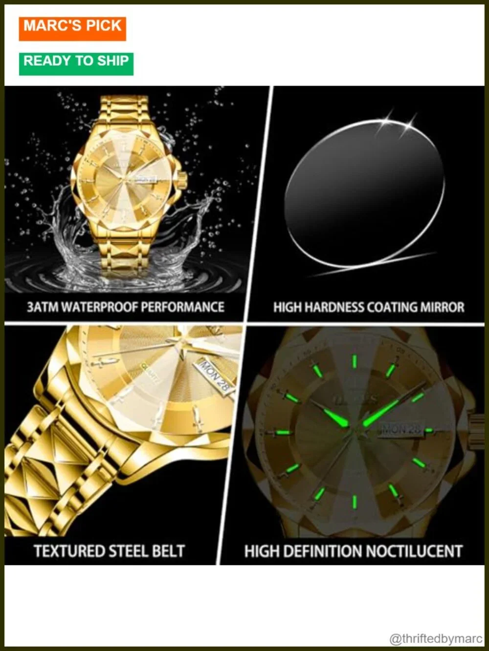 Luxury Dress Waterproof Analog Quartz Watch Stainless Steel 41mm Minimalist